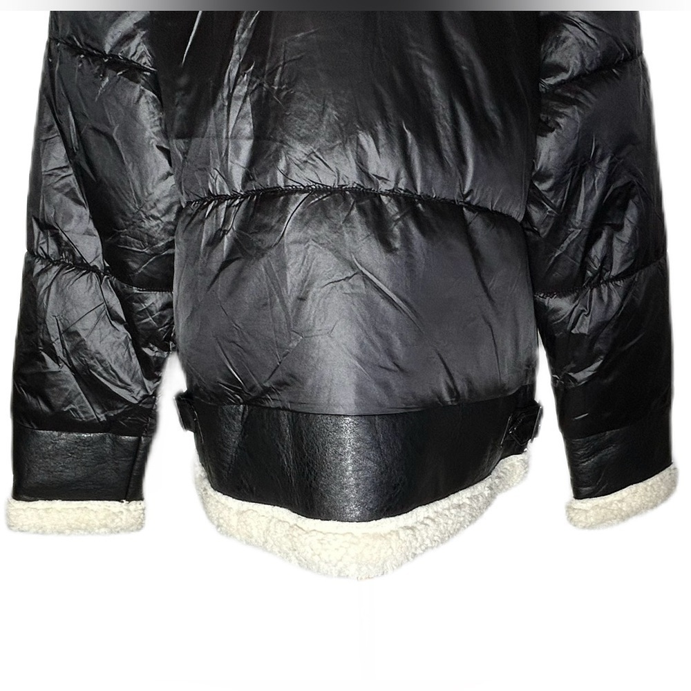 NEW Ciré Faux Shearling Puffer Jacket in Black & Cream, Size Medium - Picture 12 of 16